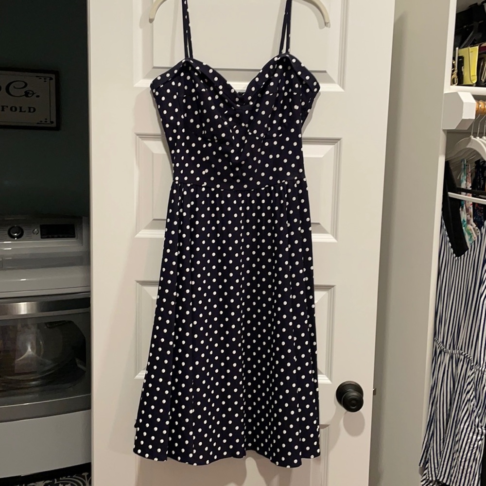 Stop Staring blue and white polka dot dress